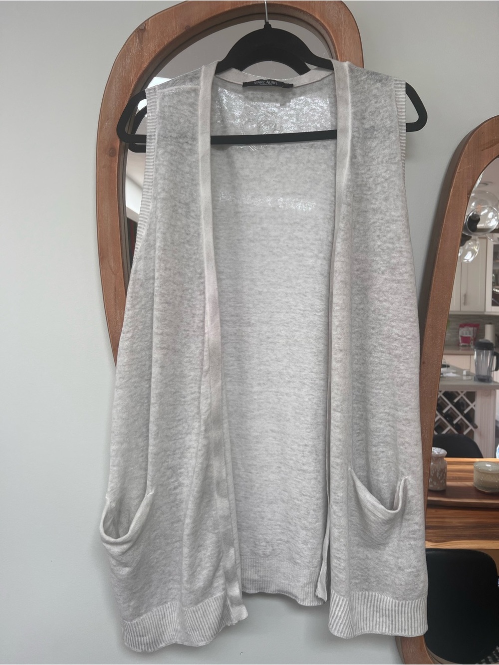Marc Aurel Gray linen/cotton Open Front Knit Vest